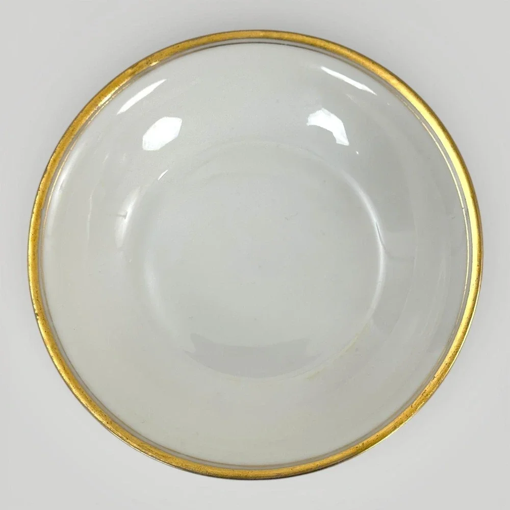 Theodore Haviland Limoges Dessert Bowls Set 2 White Gold‎ Rim France